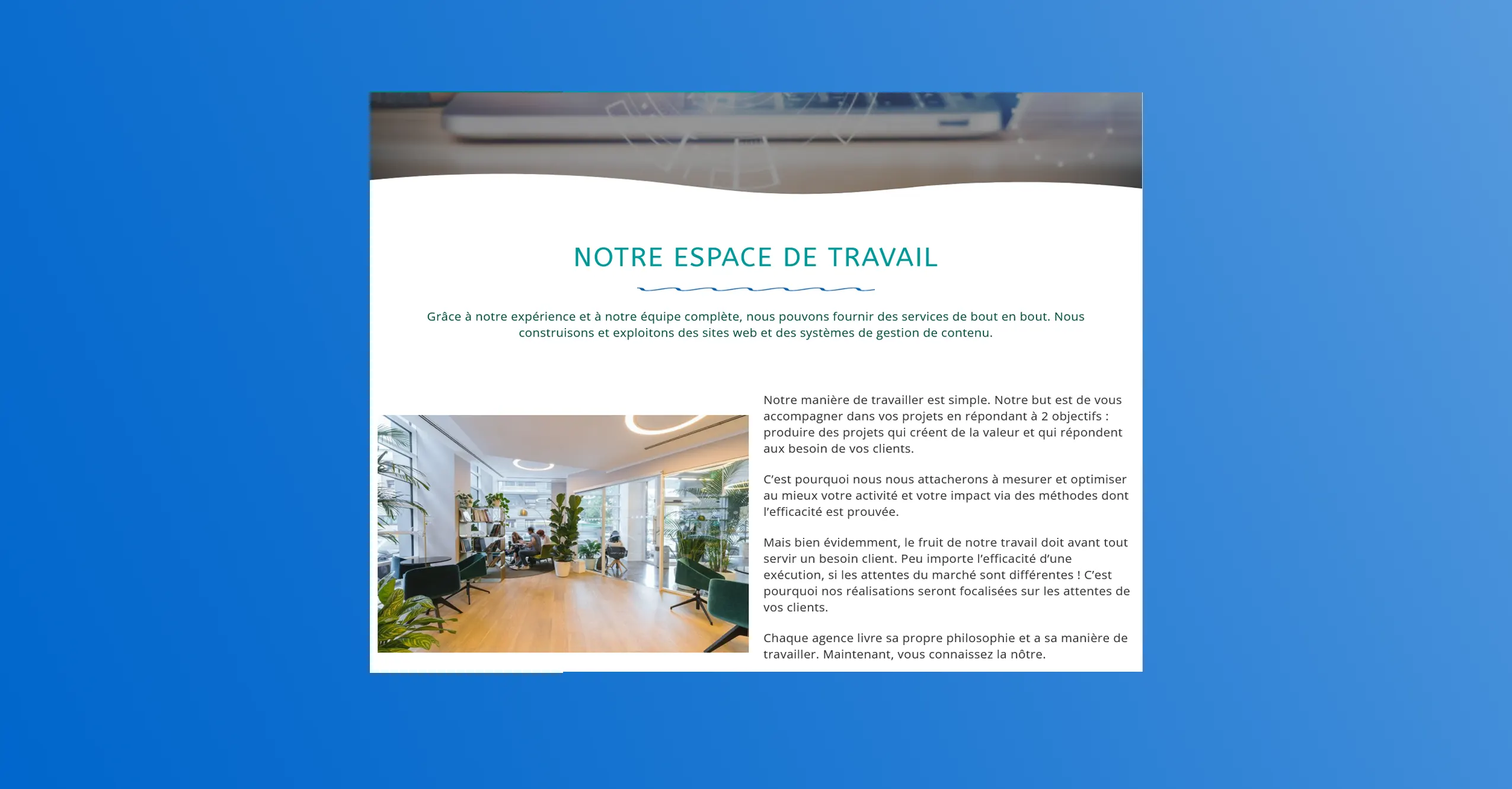 La page 'à propos' - diapositive 3 de 8