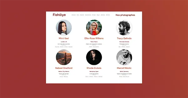 Page complète du site web Fisheye