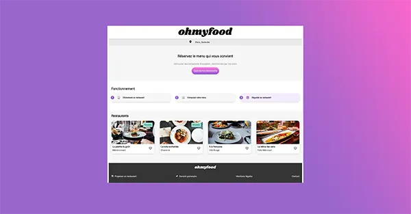 Page complète du site web de Ohmyfood