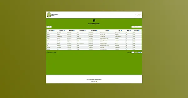 Page complète du site web de Wealth Health