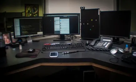 screen showing developer's multiple monitor setup